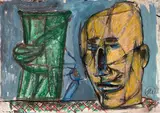 Markus Lüpertz, Ohne Titel, 1990, Acryl, Gouache und Farbkreide auf Papier