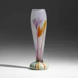 Émile Gallé, Fine marquetry vase with crocuses, c. 1900, padded and wheel-carved cameo glass