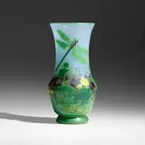 Daum, Exceptional dragonfly vase, c. 1900, acid-etched and wheel-carved cameo glass with applied decoration