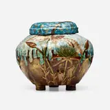 Émile Gallé, Lidded vessel with papyrus and beetle