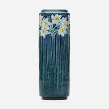 Early vase with daffodils by Anna Frances Simpson, 1909, glazed earthenware, sold Sep 2022
