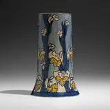 Early vase with gladiolus by Mazie Teresa Ryan for Newcomb College Pottery, 1911, glazed earthenware, sold Sep 2022