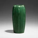 Fine vase with leaves and buds by Grueby Faience Company, 1898-1910, glazed earthenware, sold Sep 2022
