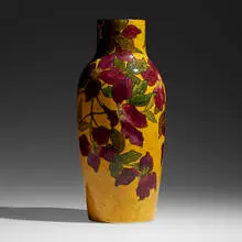 John Bennett, Exceptional and Large vase with clematis, 1881, glazed earthenware