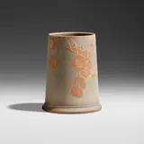 Linna Irelan for Roblin Pottery, Fine cabinet vase with sycamore, 1898-1906, slip-painted earthenware