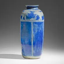 Russell Crook, Rare and Large vase with lions, c. 1910, salt-glazed stoneware