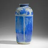 Russell Crook, Rare and Large vase with lions, c. 1910, salt-glazed stoneware
