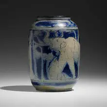 Russell Crook, Rare vase with elephants, 1927, salt-glazed stoneware
