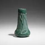 Exceptional vase with stylized trees by attribution for University City Frederick Hurten Rhead, 1911, hand-carved and glazed earthenware, sold Sep 2022