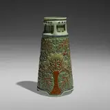 Frederick Hurten Rhead for Roseville Pottery, Della Robbia vase with stylized oak trees