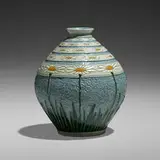 Frederick Hurten Rhead for Roseville Pottery, Rare Della Robbia vase with daisies