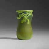 Exceptional vase with mistletoe by Albert R. Valentien for Valentien Pottery, 1911-14, glazed earthenware, sold Sep 2022