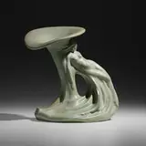Early Lady of the Lily vase by Artus Van Briggle for Van Briggle Pottery, 1902, glazed earthenware, sold Sep 2022