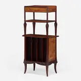 Pavots marquetry music cabinet by Louis Majorelle, c. 1900, mahogany, maple, sycamore, beech, mixed wood inlay, sold Sep 2022