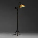 Damascene counterbalance floor lamp by Tiffany Studios, c. 1910, bronze with statuary finish, hand-blown Favrile glass, sold Sep 2022