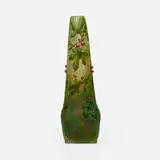 Daum, Vase with fruiting vine, c. 1900, acid-etched and enameled cameo glass, applied glass