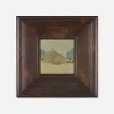 Marblehead Pottery, Trivet tile depicting the Flatiron House, Marblehead, MA, 1908-20, glazed earthenware