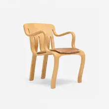 Peter J. Danko, Armchair, 1978, bent oak plywood, leather
