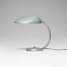 Cobra table lamp by Greta Magnusson Grossman, 1948, enameled steel and aluminum, sold Jun 2025