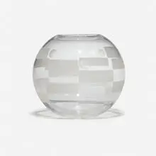 Vase by Walter Dorwin Teague, 1932, hand-blown lead glass, sold Jun 2025