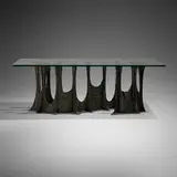 Stalagmite dining table, model PE-102 by Paul Evans, 1972, bronzed resin over steel, glass, sold Jun 2025