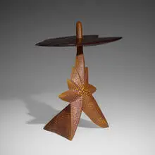 Alpha table by Wendell Castle, 1995, carved and polychromed jelutong, mahogany, sold Jun 2025