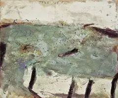 Peter Tomschiczek, Gatterweg, 1991, Mischtechnik auf Leinwand