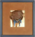 Tisch by Dieter Roth, 1968, Schokolade und Bonbon über Flachdruck in Blau auf Papier, in Kakaopassepartout, sold Nov 2010