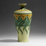 Frederick Hurten Rhead for Roseville Pottery, Della Robbia vase with stylized daffodils
