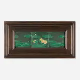 Grueby Faience Company, Three-tile frieze with water lilies