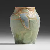 Frederick Hurten Rhead for Rhead Pottery, Rare vase with seagulls, 1914-17, glazed earthenware decorated in cuerda seca