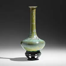 Adelaide Robineau, Exceptional vase with reticulated stand, 1912, crystalline-glazed porcelain