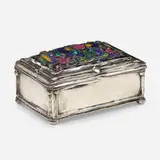 Elizabeth Ethel Copeland, Exceptional box, c. 1920, silver, cloisonné enamel