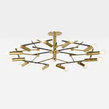 Arteluce, Chandelier, c. 1955, brass, enameled metal