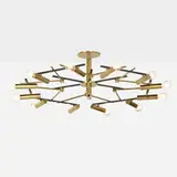 Arteluce, Chandelier, c. 1955, brass, enameled metal