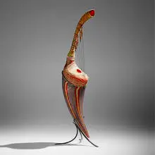 Grande Tiraboson by Davide Salvadore, c. 2010, hand-blown glass, inciso and battuto surface, leather string, patinated metal, sold May 2022