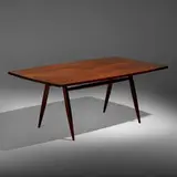 Turned Leg dining table by George Nakashima, 1964, cherry, rosewood, sold May 2022