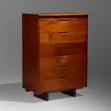 Tall chest by George Nakashima, 1966, American black walnut, sold May 2022