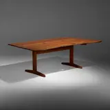 Trestle dining table by George Nakashima, 1977, cherry, rosewood, sold May 2022