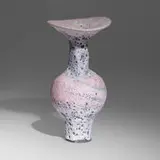 Bottle with flaring lip by Lucie Rie, c. 1986, glazed stoneware, sold May 2022