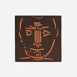 Tête d'homme tile by Pablo Picasso, 1968-69, earthenware with engobe decoration, sold May 2022