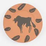Taureau, marli aux feuilles plate by Pablo Picasso, 1957, red earthenware with engobe decoration, sold May 2022