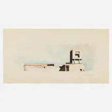 Arata Isozaki, KitaKyushu International Conference Center elevation study, 1988, ink on tissue paper
