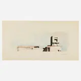 Arata Isozaki, KitaKyushu International Conference Center elevation study, 1988, ink on tissue paper