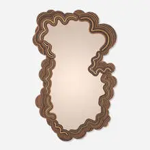 Sushi mirror by Fernando and Humberto Campana, 2011, bronze mirror, carpet, rubber, Ethylene vinyl acetate, fabric, sold Jun 2025
