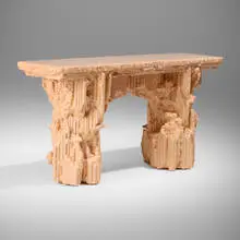 Chris Schanck, Grotto Console (Glaze), 2020, steel, wood, polystyrene, polyurea, aluminum foil, resin