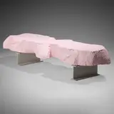 Snarkitecture, Broken Bench (Pink), 2021, lacquered polyurethane, plastic