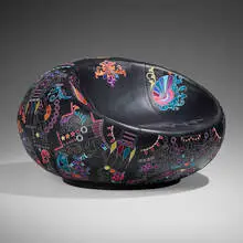 Marcel Wanders, Odjurssate Loud chair, 2016, embroidered leather upholstery