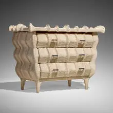 Mitiko commode by Christian Astuguevieille, 1998 / 2000, hemp rope, steel, oak, sold Jun 2025