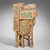 John Cederquist, Wavemaster, 1999, baltic birch plywood, figured maple, poplar, epoxy resin inlay, aniline dye, oil-based lithography inks
